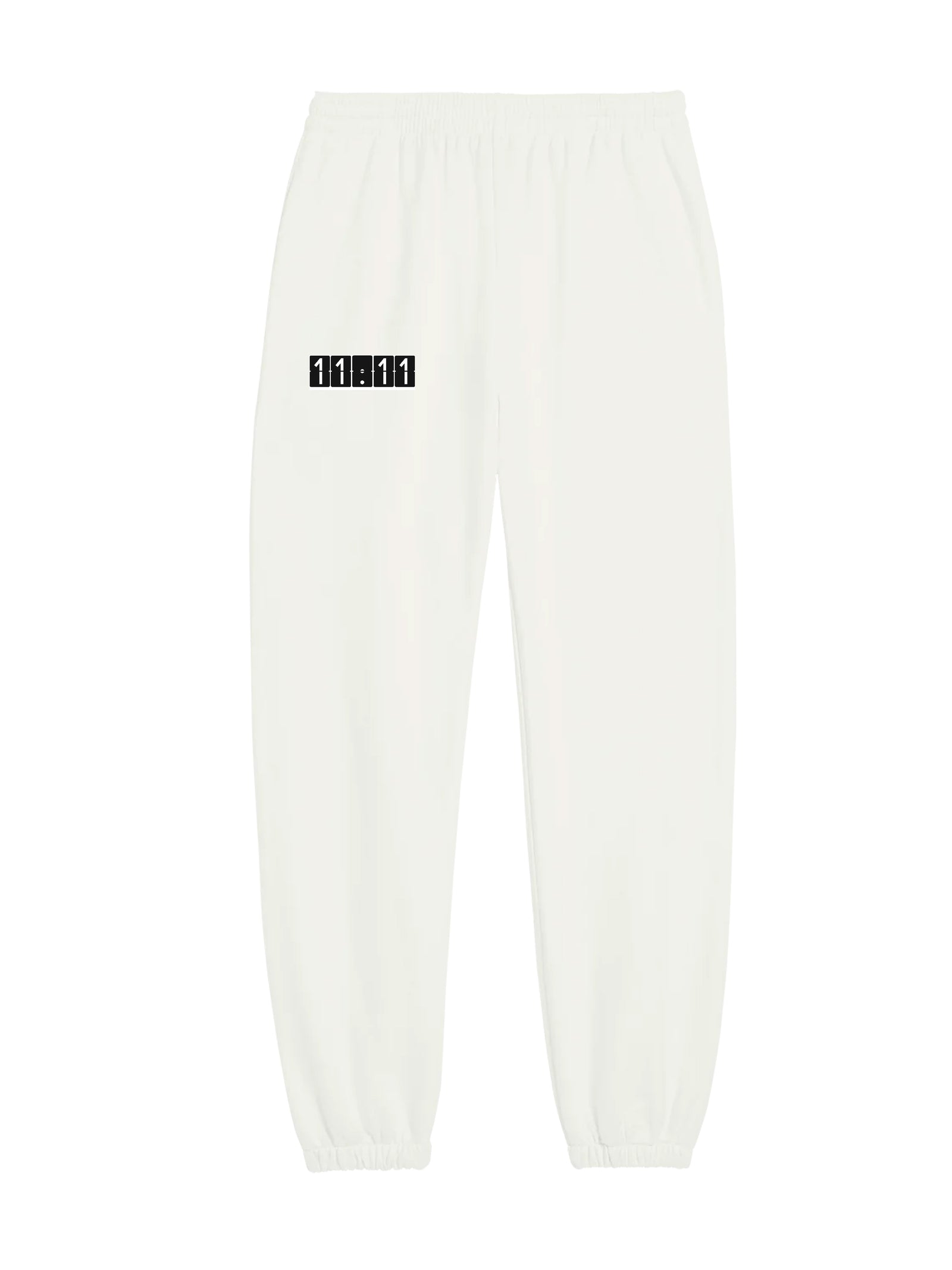 White joggers with black writing best sale