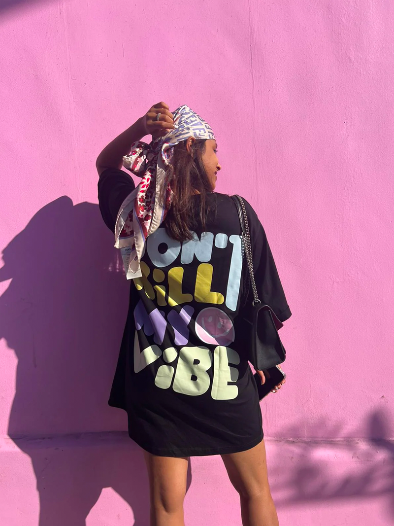 Oversized t shirt dress top black